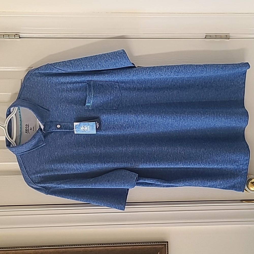 IZOD "SALTWATET" BLUE HEATHER MENS BIG AND TALL SHORT SLEEVE POLO SHIRT SIZE XLT